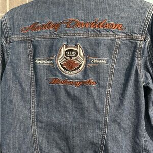 105 Anniversary Harley-Davidson Blue Denim Jacket with Orange Embroidery